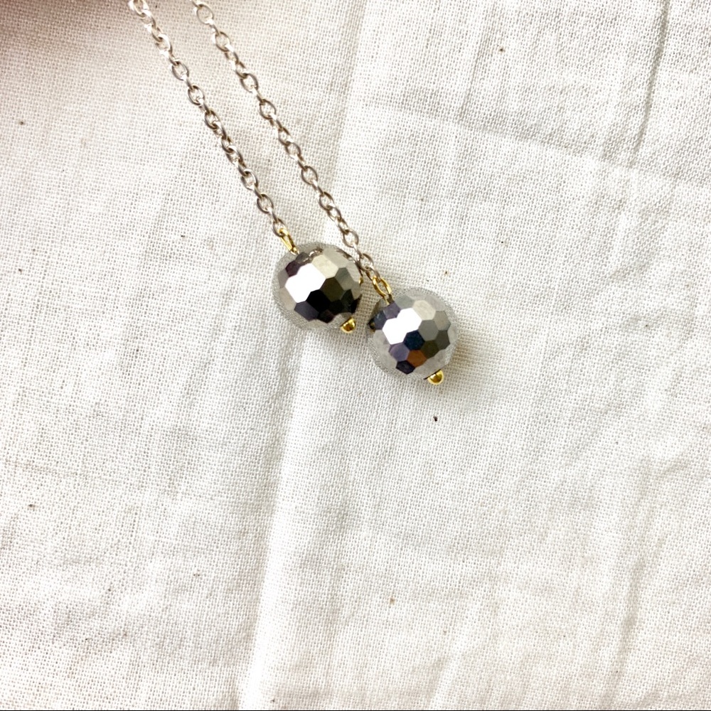 New Disco Ball Glass Silver Earrings